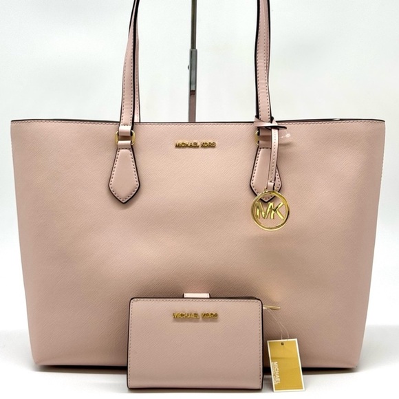 Michael Kors Sheila Large Logo Tote Bag & Matching Bifold Wallet Powder Blush